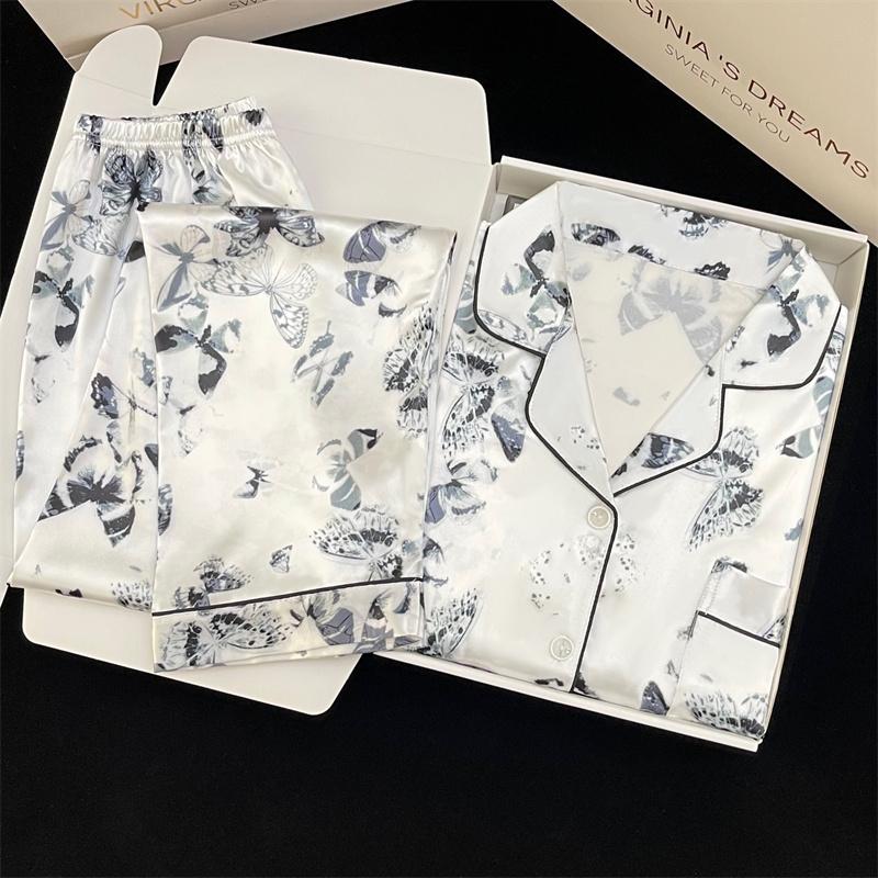 Pyjamas Damen Langarm Pyjamas Pyjama Anzug Blumendruck Hochwertiger Pyjama Kann Draußen Als Hausanzug Getragen Werden XXL von Joom DACH