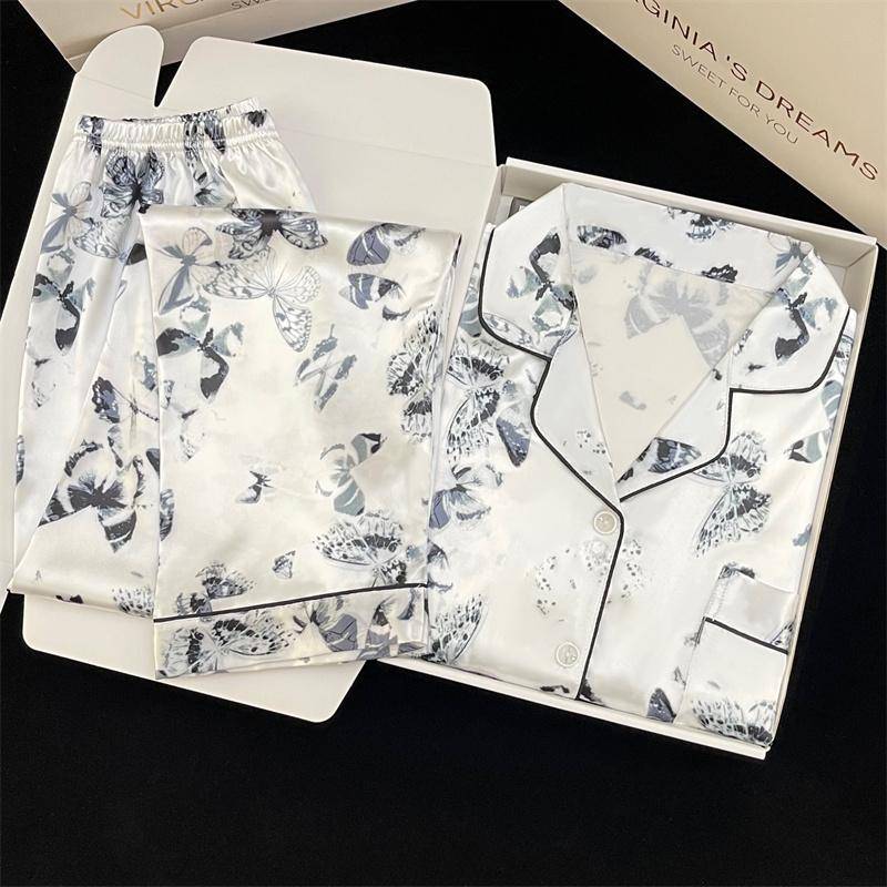 Pyjamas Damen Langarm Pyjamas Pyjama Anzug Blumendruck Hochwertiger Pyjama Kann Draußen Als Hausanzug Getragen Werden XXL von Joom DACH