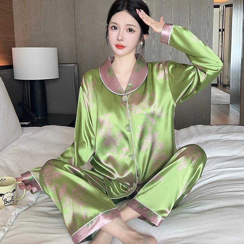 Pyjamas Damen Langarm Pyjamas Pyjama Anzug Blumendruck Hochwertiger Pyjama Kann Draußen Als Hausanzug Getragen Werden M von Joom DACH