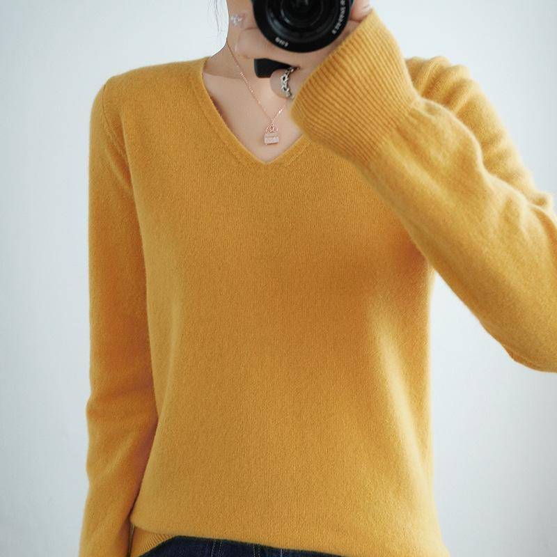 QICED Damen Strickpullover für Herbst und Winter, O-Ausschnitt Schlankheits-Pullover, Kurzer und Großer Pullover Basisschicht S von Joom DACH