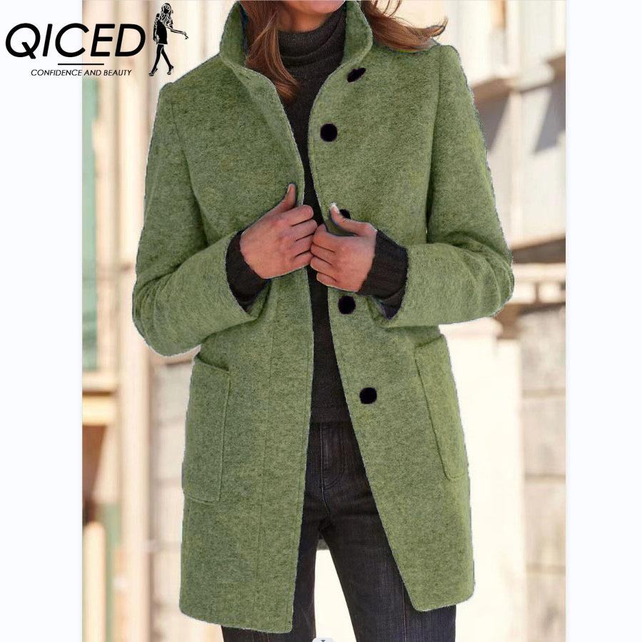 QICED Damen Vintage Lässig Karomuster Herbst Winter Langarm POLO-Kragen Jacken & Mäntel L grün von Joom DACH