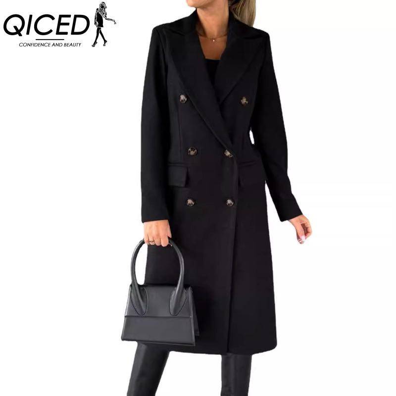 QICED Damen Vintage Lässig Karomuster Herbst Winter Langarm POLO-Kragen Jacken & Mäntel L schwarz von Joom DACH