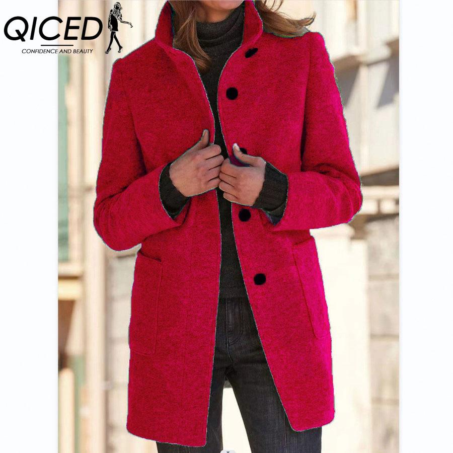 QICED Damen Vintage Lässig Karomuster Herbst Winter Langarm POLO-Kragen Jacken & Mäntel XXL rot von Joom DACH