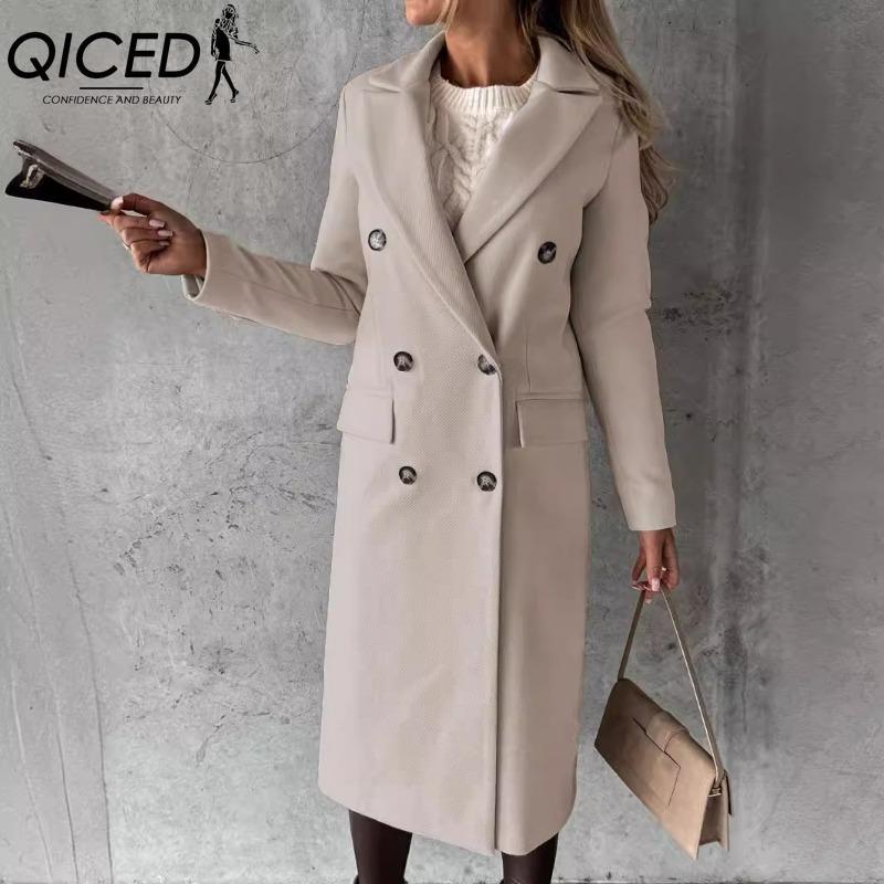 QICED Damen Vintage Lässig Karomuster Herbst Winter Langarm POLO-Kragen Jacken & Mäntel XXXL von Joom DACH