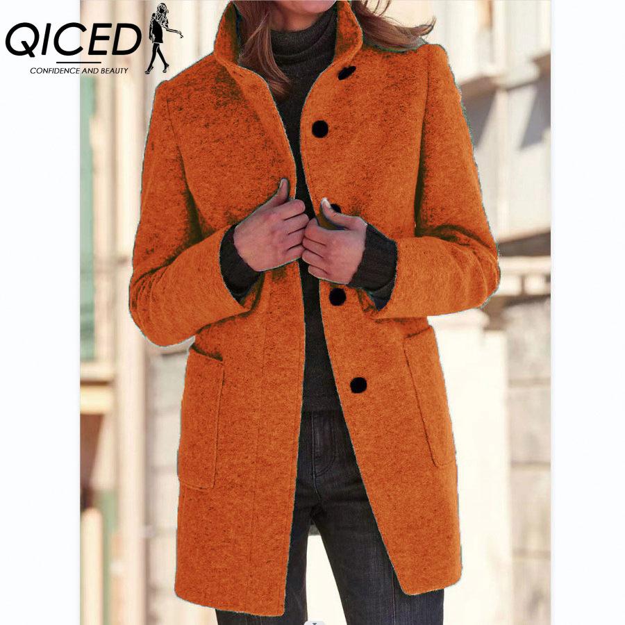 QICED Damen Vintage Lässig Karomuster Herbst Winter Langarm POLO-Kragen Jacken & Mäntel XXXXXL orange von Joom DACH