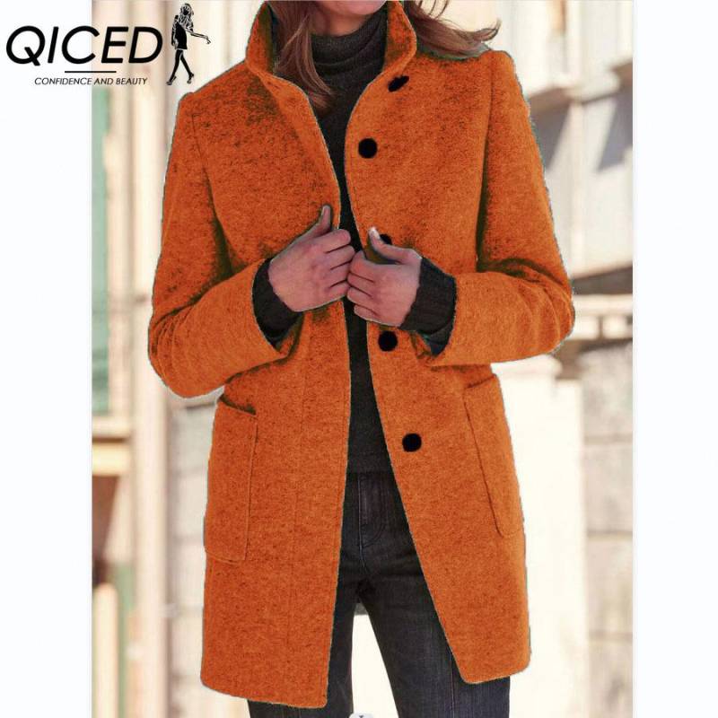QICED Damen Vintage Lässig Karomuster Herbst Winter Langarm POLO-Kragen Jacken & Mäntel XXXXXL orange von Joom DACH