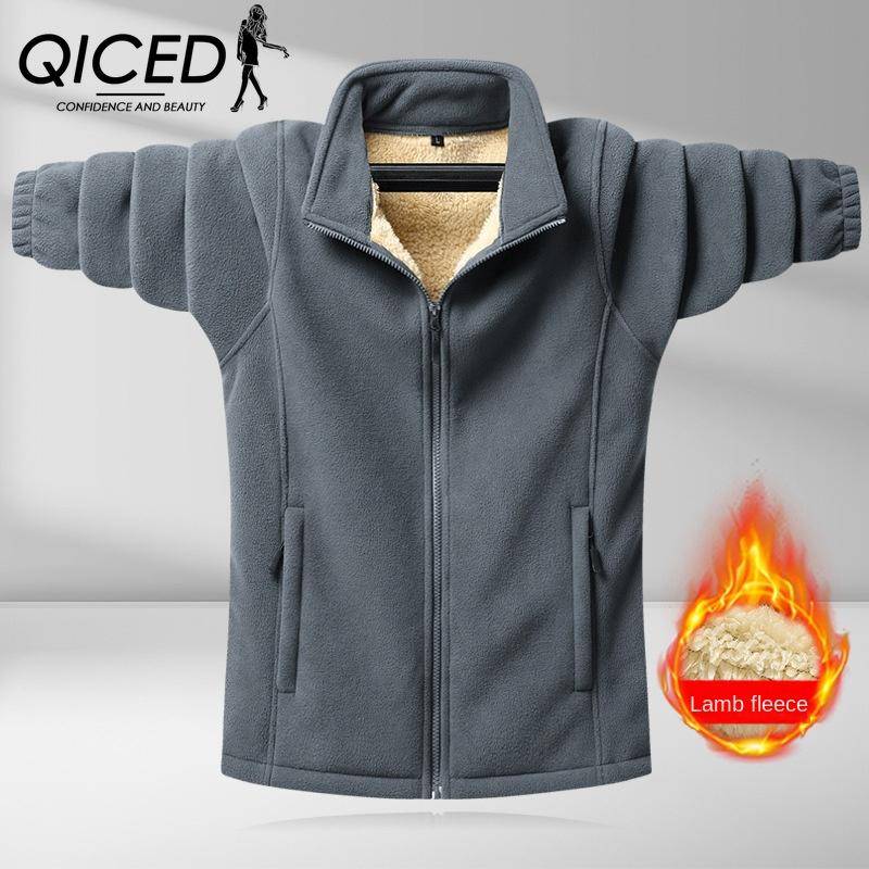 QICED Fleece Herren Herbst Winter Fleece Einfarbig Jacke Reißverschluss Oben Dicker Mantel Wintermantel XXXXXXXXL von Joom DACH