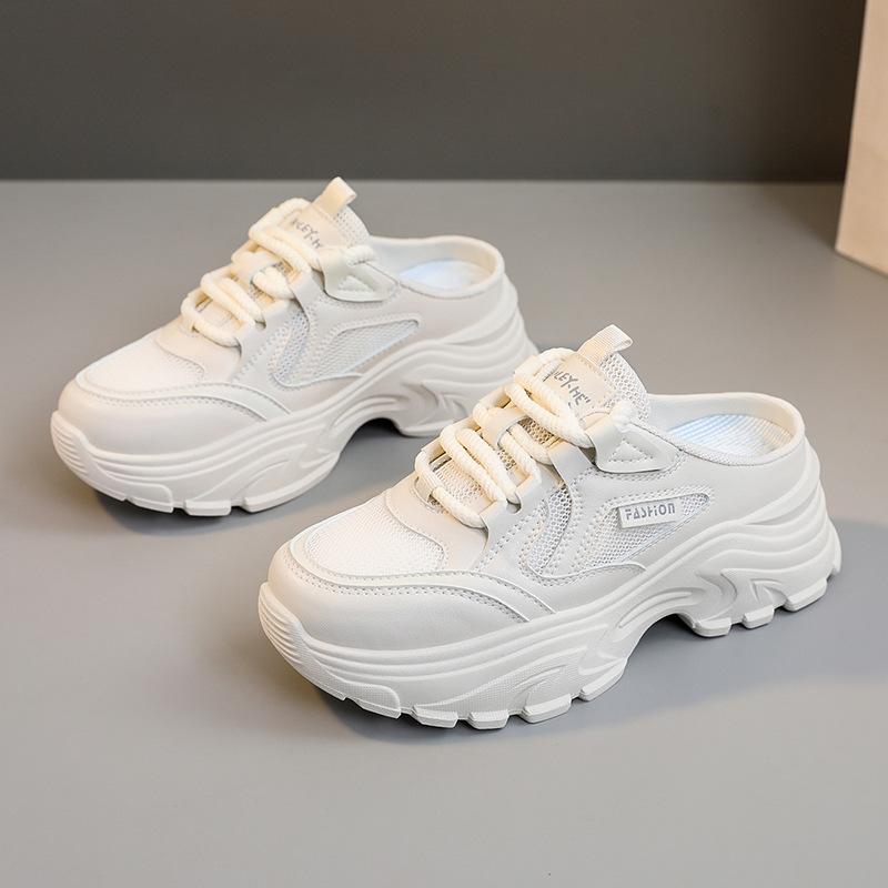 Qrj12 Neue Halbschuhe für Damen, dicke Sohle, Sommer-Slipper, schmale Passform, höhenverstellbar, All-Match-Schuhe in Weiß 40 von Joom DACH