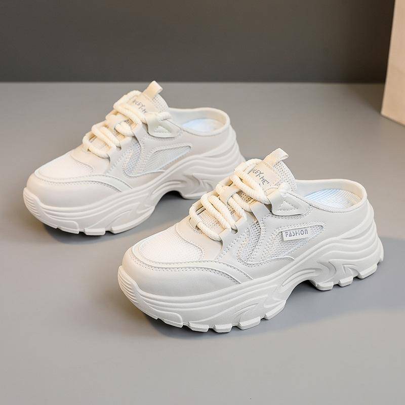 Qrj12 Neue Halbschuhe für Damen, dicke Sohle, Sommer-Slipper, schmale Passform, höhenverstellbar, All-Match-Schuhe in Weiß 40 von Joom DACH