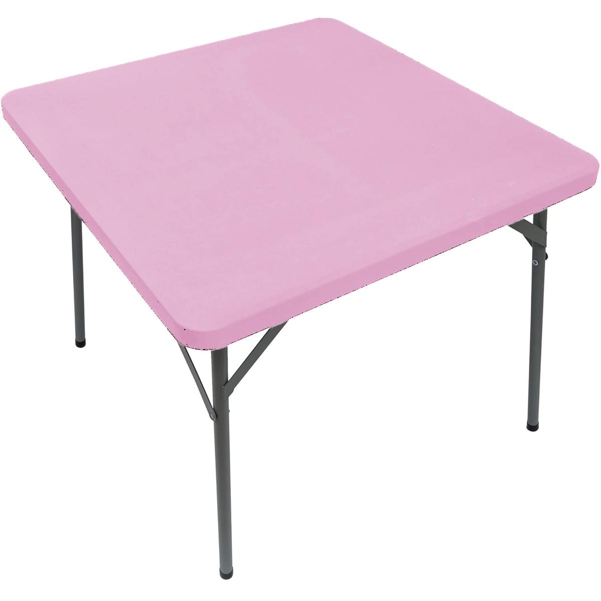 Quadratische Einbautischdecke, elastische Tischdecke für Esszimmer, Küche, Zuhause, Party, Stretch-Spandex-Tischdecke, Schonbezug hellrosa von Joom DACH