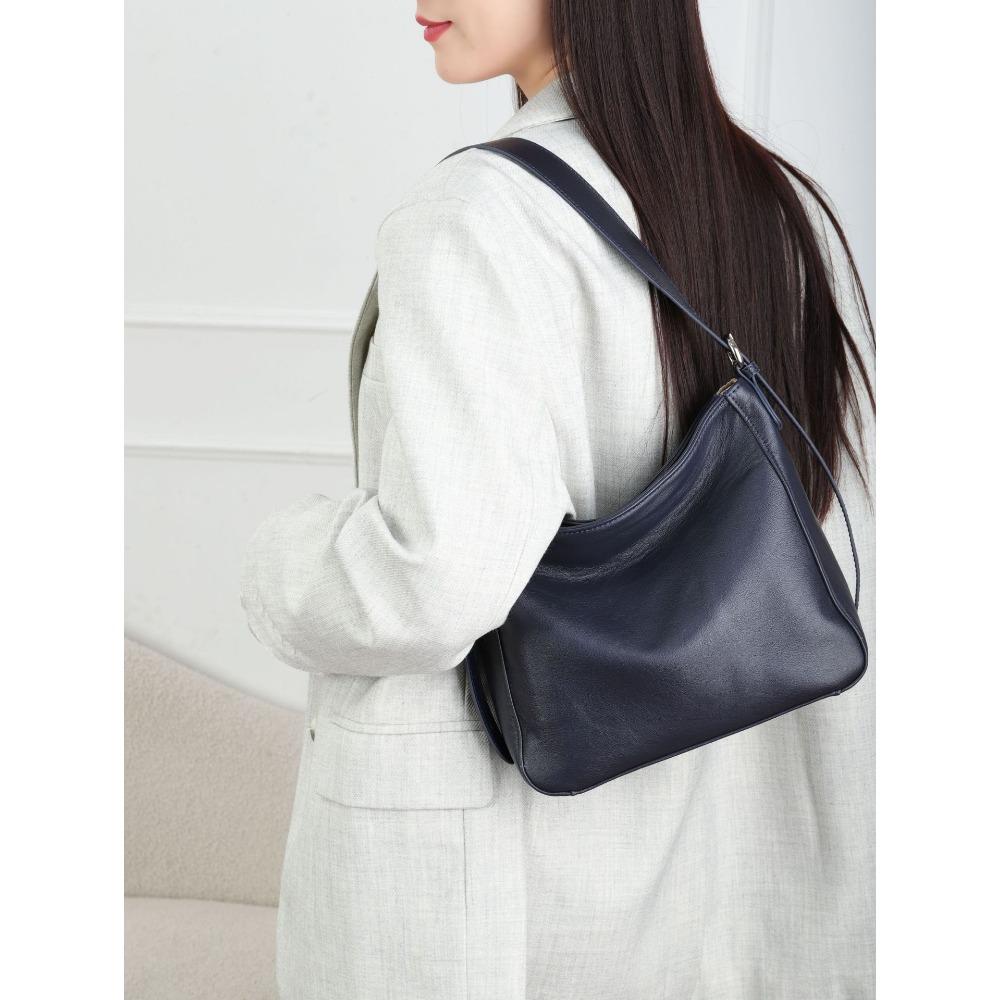 Quadratische Kuhfelltasche Umhängetasche Muscheltasche Beliebte Mode Damen Schulter-Quadratische Tasche Praktische Weiche Lederhandtasche dunkelblaue von Joom DACH