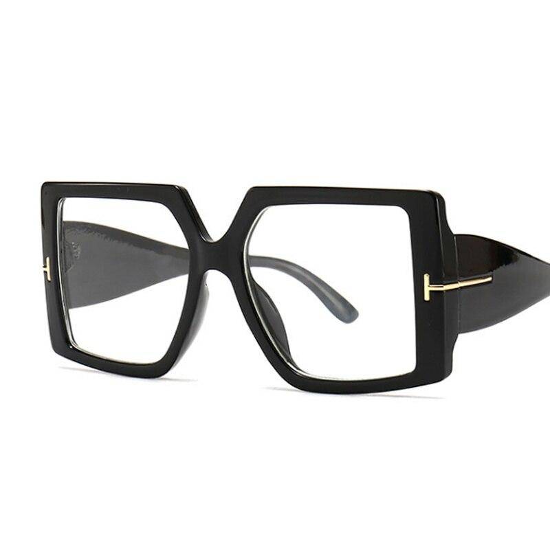 Quadratische Sonnenbrille Damen Schwarz Übergroße Sonnenbrille Weiblich Retro Vintage Großer Rahmen Farbverlauf Spiegel Black Trans von Joom DACH