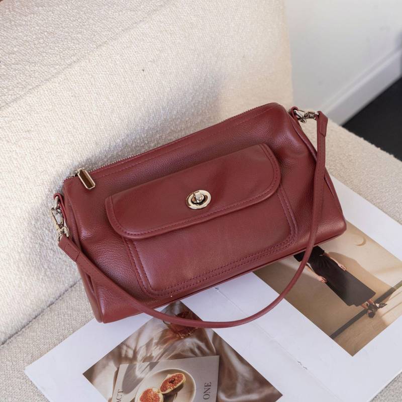 Quadratische Tasche aus Rindsleder Umhängetasche Weiches Leder, Beliebte Mode Damen Schulter Umhänge Praktische Weiches Leder Handtasche von Joom DACH