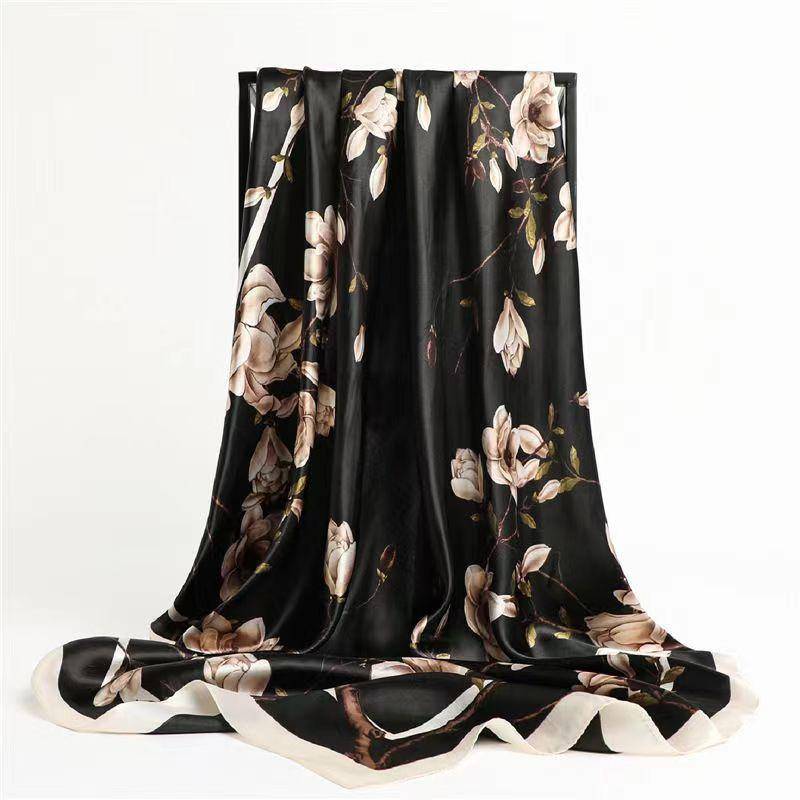 Quadratischer Seidenimitat-Satin-Frauen-eleganter Schal-Blumen-Verpackungs-Schal Allgleiches Kopftuch-Sonnencreme-Gaze-Schal von Joom DACH