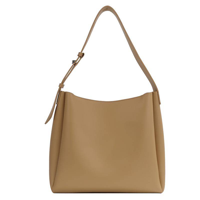 Qualität Frauen Tragetaschen 2 Teile/satz Große Kapazität Shopper Schulter Tasche Reine Farbe Breiten Riemen Weiche PU Leder Weibliche Handtaschen 2022 33x30x10cm khaki von Joom DACH
