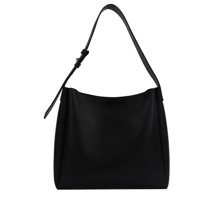 Qualität Frauen Tragetaschen 2 Teile/satz Große Kapazität Shopper Schulter Tasche Reine Farbe Breiten Riemen Weiche PU Leder Weibliche Handtaschen 2022 33x30x10cm schwarz von Joom DACH