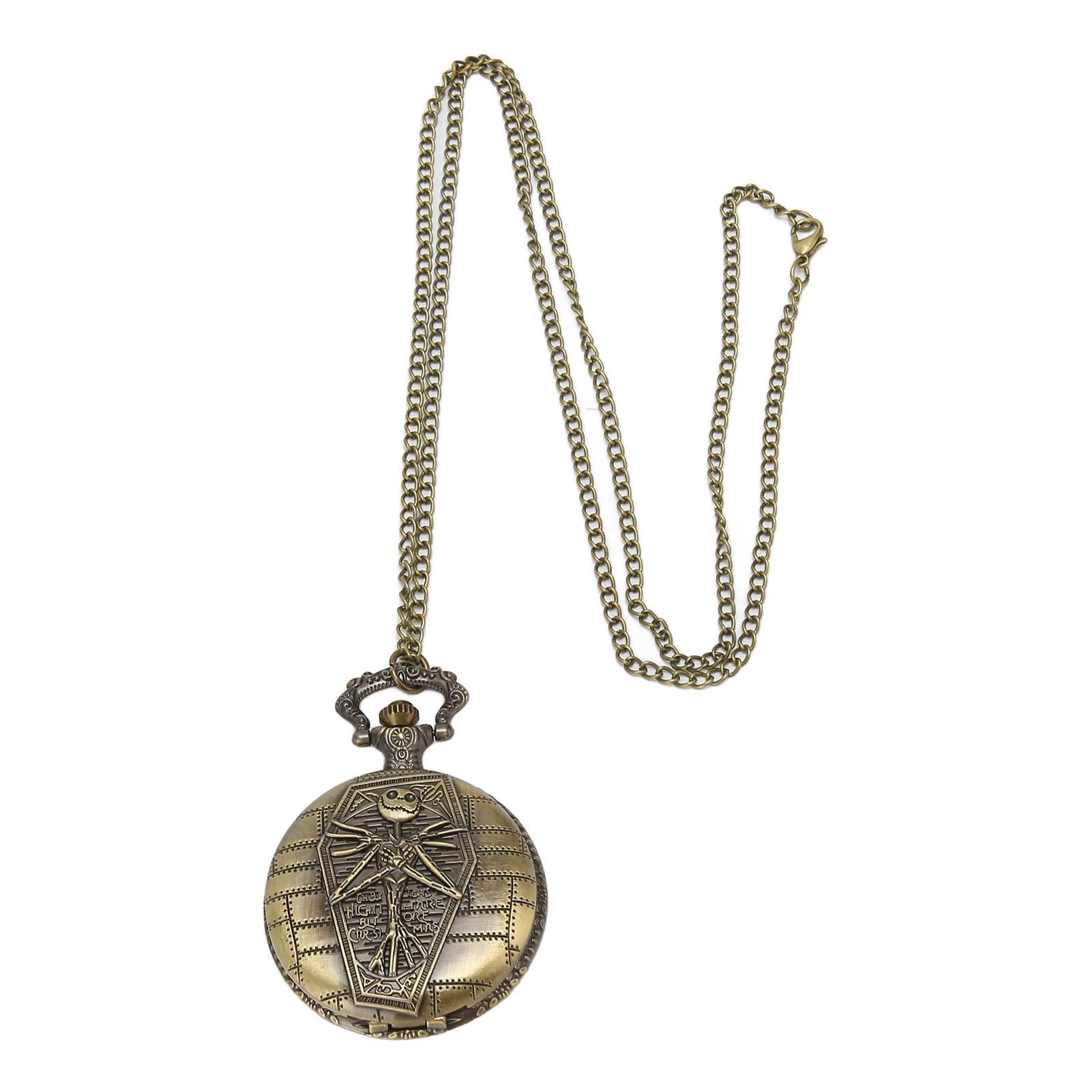 Quarz Taschenuhr Stilvolles Vintage Schädelmuster Praktische Taschenuhr mit Kette für Herren von Joom DACH