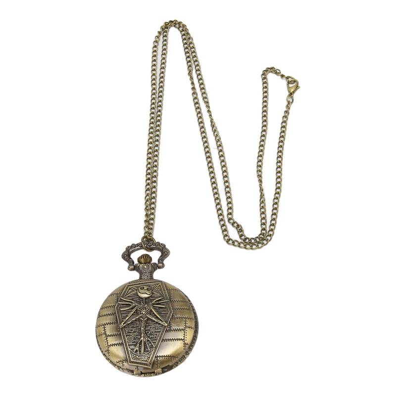 Quarz Taschenuhr Stilvolles Vintage Schädelmuster Praktische Taschenuhr mit Kette für Herren von Joom DACH