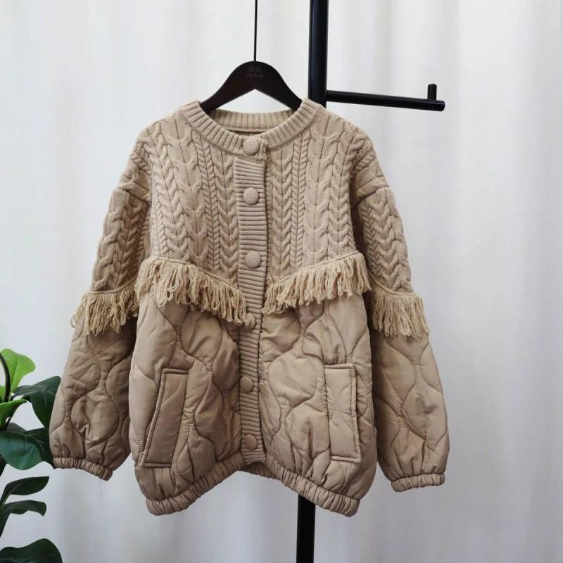 Quaste gespleißt gestrickte Strickjacke Herbst Winter lose faul Stil Frauen Pullover Jacke Mantel One Size khaki von Joom DACH