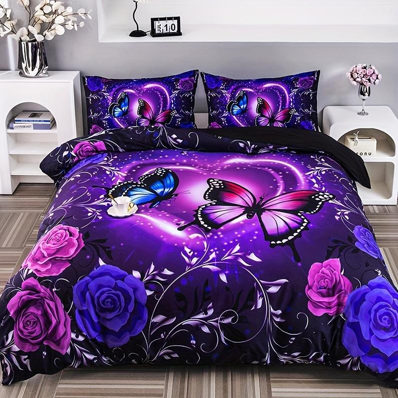 Bettbezug Lila Traum Schmetterling Rose Bettwäsche Digitaldruck Dreiteiliges Set Für Schlafzimmer EU single 135*200 Bettbezug Lila Traum Schmetterling Rose Bettwäsche Digitaldruck Dreiteiliges Set Für Schlafzimmer EU single 135*200 von Joom DACH