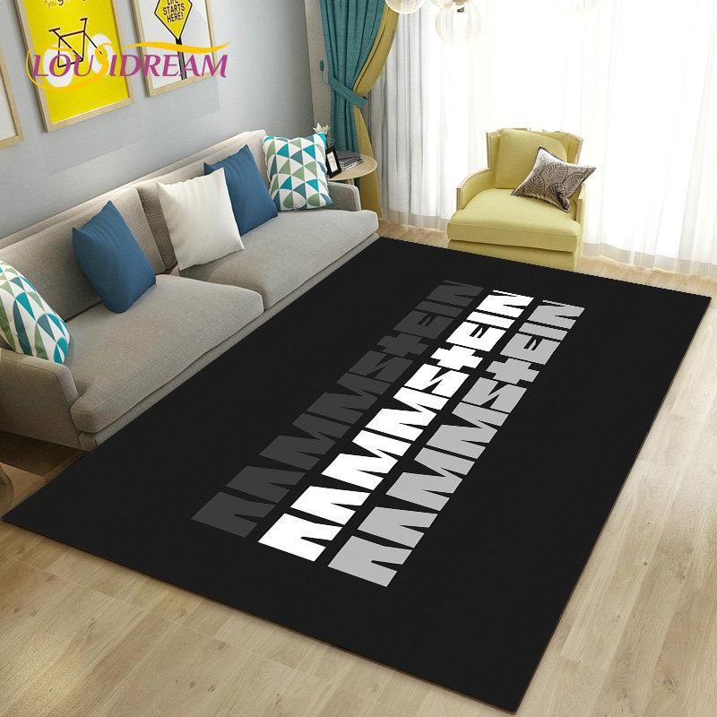 R-Rammstein Rock Band Teppich, groß, Teppich für Wohnzimmer, Schlafzimmer, Sofa, Fußmatte, Dekoration, Küche, rutschfeste Bodenmatte, 3D 160cm x 230cm von Joom DACH