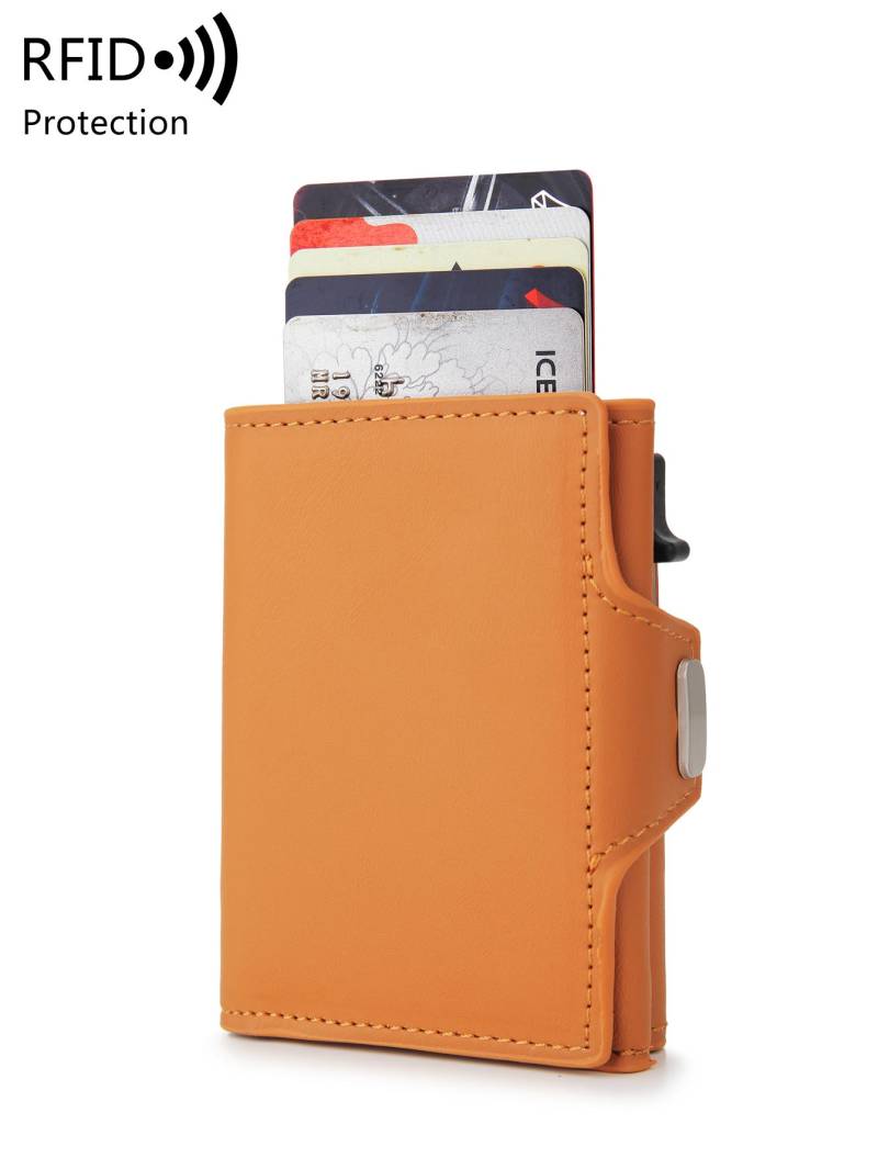 RFID Herren Geldbörse Kreditkartenhalter PU Leder Mini Geldbörse automatisches Pop-up multifunktionaler Bankkartenhalter von Joom DACH