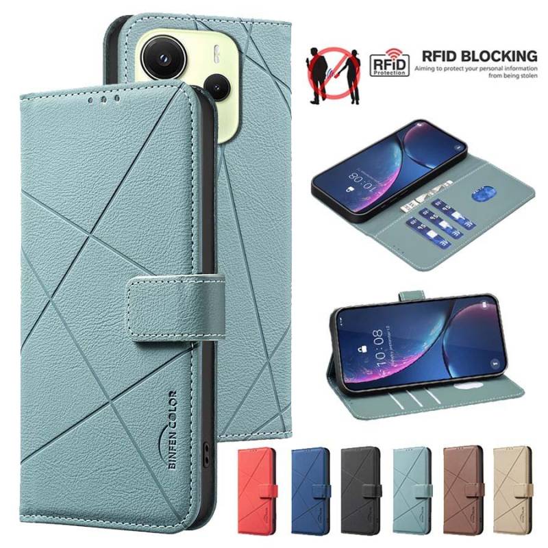 RFID-blockierende, stoßfeste Handyhülle für Xiaomi Redmi Note 14 13 12 11 10 Redmi 14C 13C 12 10 PU-Leder-Ständer-Kartensteckplätze-Geldbörse Redmi Note 14 4G blau von Joom DACH