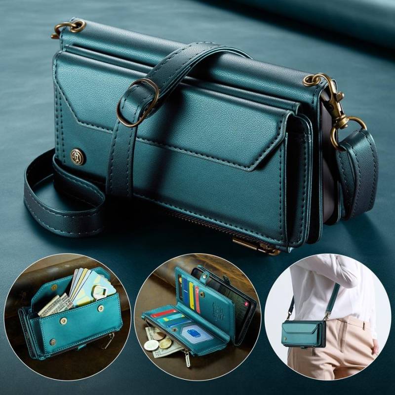 RFID-blockierende Anti-Diebstahl-Bürste Mehrere Kartenfächer Brieftaschenhülle für Samsung A56 A36 A55 A35 S25 S24 iPhone 16 15 Google Leder-Klapphülle mit Riemen iPhone 14 Pro Max grün von Joom DACH