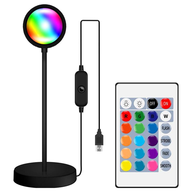 RGB-Sonnenuntergang-Atmosphären-Lampe, 360 Grad verstellbares Sonnenuntergang-Projektionslicht, USB, romantisches LED-Nachtlicht warm weiße von Joom DACH