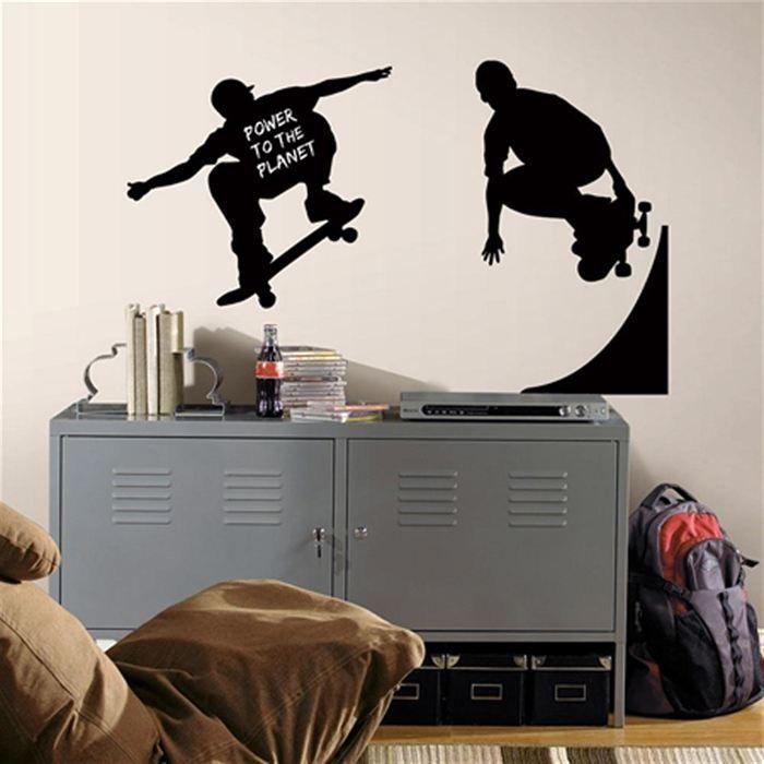 ROOMMATES – Repositionierbare Aufkleber mit riesigen Skater-Silhouetten + Schiefer und Kreide 102 x 46 cm von Joom DACH