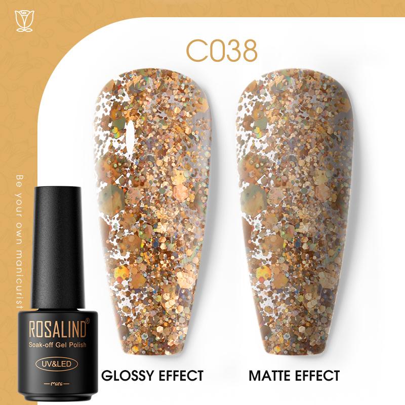 ROSALIND Nail Gel Polish Semi Permanent Varnish Hybrid UV Gel Polish Soak Off Nail Art Gel Top Base Coat Matt Top For Manicure Nail Art RA-C038 von Joom DACH