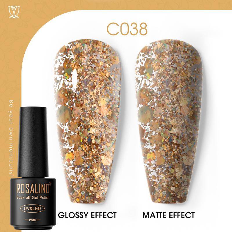 ROSALIND Nail Gel Polish Semi Permanent Varnish Hybrid UV Gel Polish Soak Off Nail Art Gel Top Base Coat Matt Top For Manicure Nail Art RA-C038 von Joom DACH