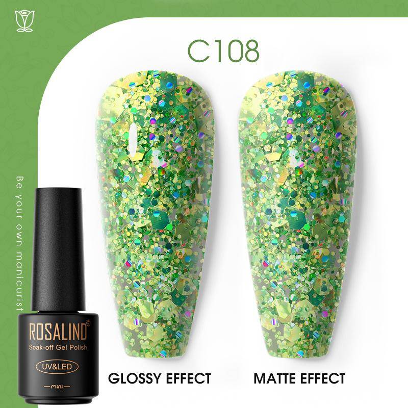 ROSALIND Nail Gel Polish Semi Permanent Varnish Hybrid UV Gel Polish Soak Off Nail Art Gel Top Base Coat Matt Top For Manicure Nail Art RA-C108 von Joom DACH