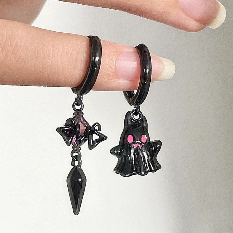 RUI RUI YU Y2k 2000s Ästhetische Geister-Stil Piercing Ohrhänger für Frauen Gothic Sweet Punk Schwarz Gold Farbe Modeschmuck schwarz von Joom DACH