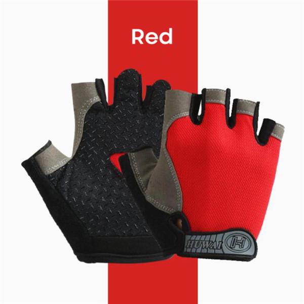 Radfahren Anti-slip Anti-schweiß Männer Frauen Halbe Finger Handschuhe Atmungsaktive Anti-shock Sport Handschuhe Fahrrad Fahrrad handschuh L rot von Joom DACH