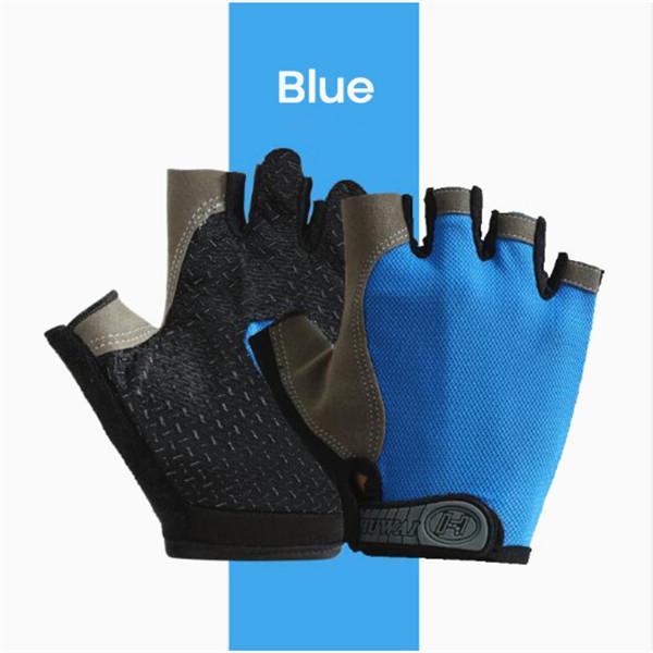Radfahren Anti-slip Anti-schweiß Männer Frauen Halbe Finger Handschuhe Atmungsaktive Anti-shock Sport Handschuhe Fahrrad Fahrrad handschuh S blau von Joom DACH