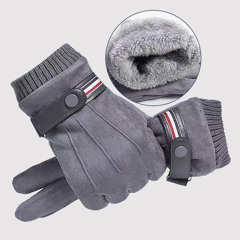 Radfahren warme Handschuhe Herren Winter Samt verdickt kältefest Outdoor Fahren Motorrad Touchscreen Wildleder Fahren winddicht One Size von Joom DACH