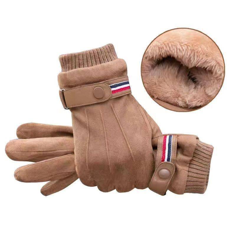 Radfahren warme Handschuhe Herren Winter Samt verdickt kältefest Outdoor Fahren Motorrad Touchscreen Wildleder Fahren winddicht One Size von Joom DACH