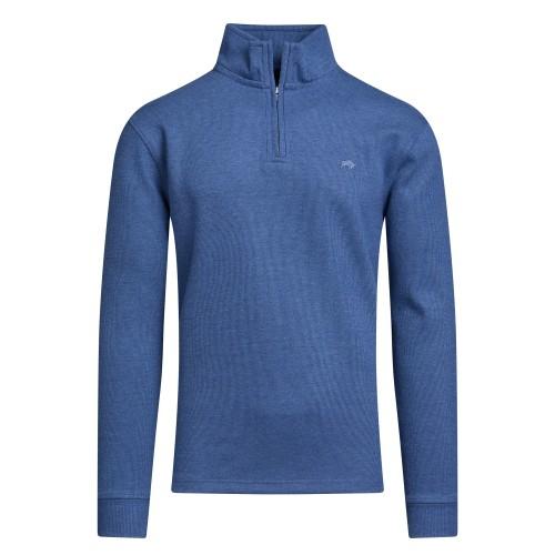Raging Bull Herren-Pullover mit klassischem French Rib-Viertelreißverschluss XXL jeansblau von Joom DACH