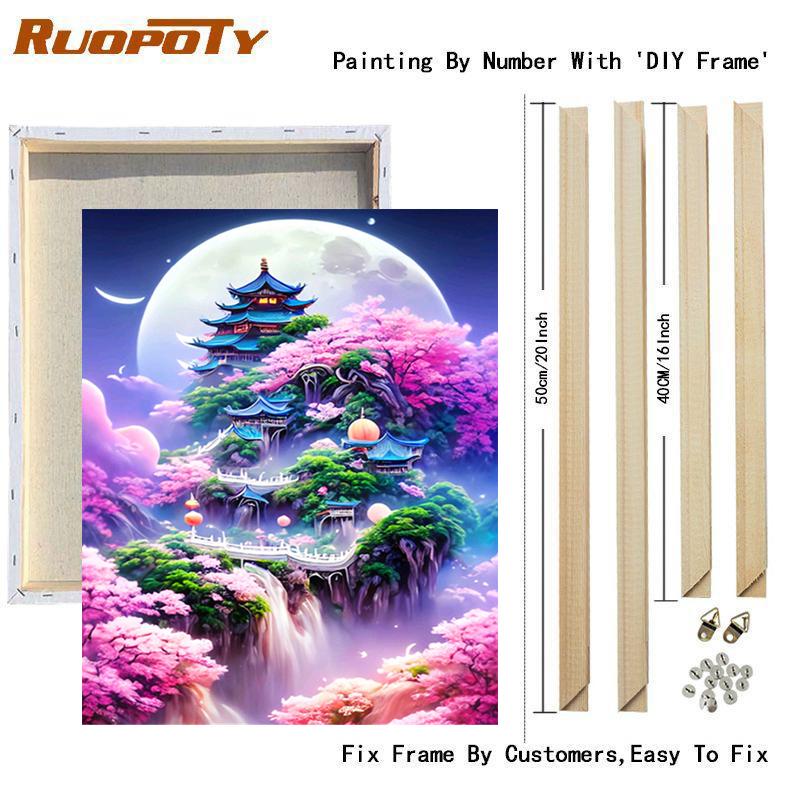 Rahmen Malen Nach Zahlen Für Erwachsene Anfänger Kits Wunderland Bild Mit Zahlen Acrylfarbe Für Diy Geschenk Home Dekore 40x50 40x50cm Diy Frame von Joom DACH