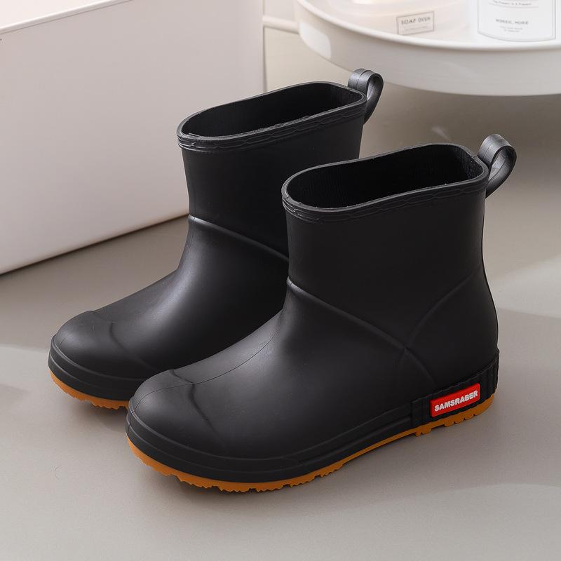 Regenstiefel Damen Stiefeletten Wasserdichte Regen Gummistiefel für Regentag Neu Schlupfschuhe Damen Kurze Stiefel Einfarbig Warm Mode 39 von Joom DACH