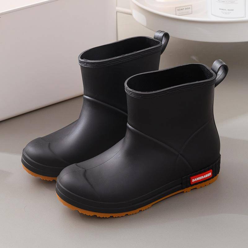 Regenstiefel Damen Stiefeletten Wasserdichte Regen Gummistiefel für Regentag Neu Schlupfschuhe Damen Kurze Stiefel Einfarbig Warm Mode 39 von Joom DACH