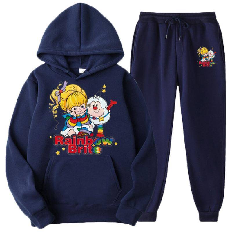 Rainbow Brite Bedruckte Herren- und Damen-Trainingsanzüge, lässiger Kapuzenpullover und Hosen, 2-teilige Sets, übergroßes Sweatshirt, modische Unisex-Kleidung L von Joom DACH