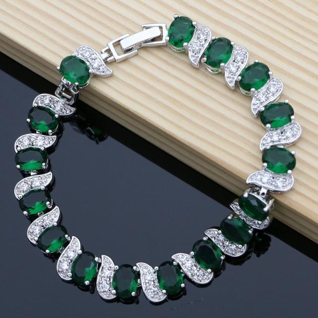 Rainbow Mystic Zirkonia Weiß Kristall Silber Farbe Schmuck Charm Armband für Frauen grün von Joom DACH