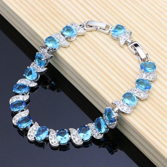 Rainbow Mystic Zirkonia Weiß Kristall Silber Farbe Schmuck Charm Armband für Frauen himmelblaue von Joom DACH