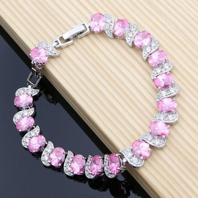 Rainbow Mystic Zirkonia Weiß Kristall Silber Farbe Schmuck Charm Armband für Frauen rosa von Joom DACH