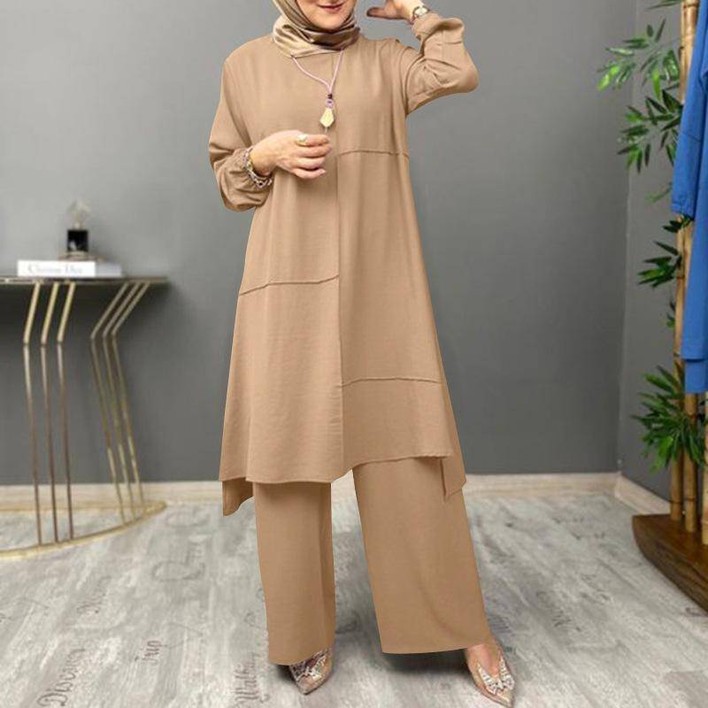 Ramadan Zweiteiler-Sets, Hemd, Kleid, Hose, Damen, muslimische Sets, Hemd, Bluse, Musulman-Ensembles, marokkanisches Kaftan-Kleid XXXL khaki von Joom DACH