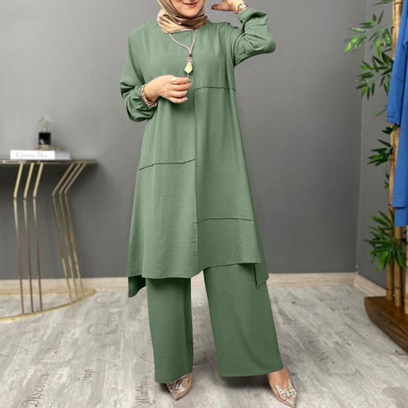 Ramadan Zweiteiler-Sets, Hemd, Kleid, Hose, Damen, muslimische Sets, Hemd, Bluse, Musulman-Ensembles, marokkanisches Kaftan-Kleid XXXXXL grün von Joom DACH