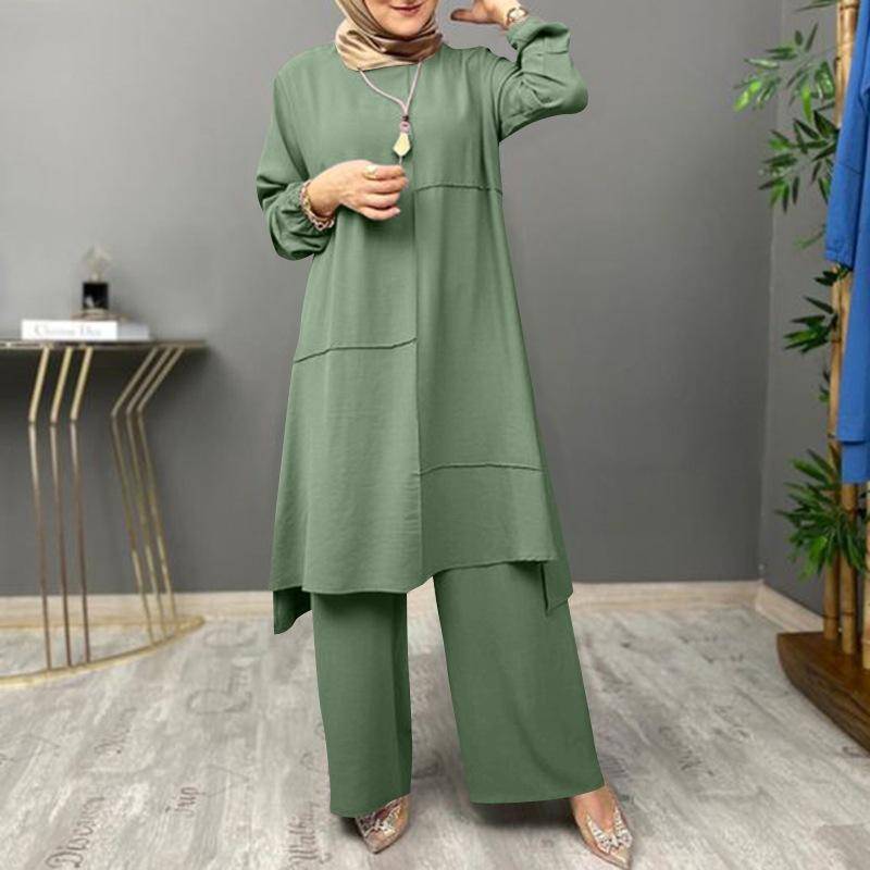 Ramadan Zweiteiler-Sets, Hemd, Kleid, Hose, Damen, muslimische Sets, Hemd, Bluse, Musulman-Ensembles, marokkanisches Kaftan-Kleid XXXXXL grün von Joom DACH