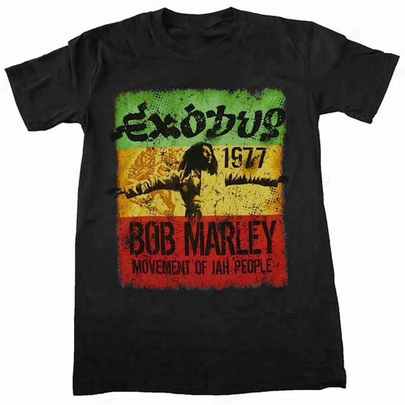 Rap-Sänger Bob Marley T-Shirt Herrenmode Baumwoll-T-Shirt Street Hip Hop Punk Top Damen Vintage T-Shirt Einfarbig Sommerkleidung XL von Joom DACH
